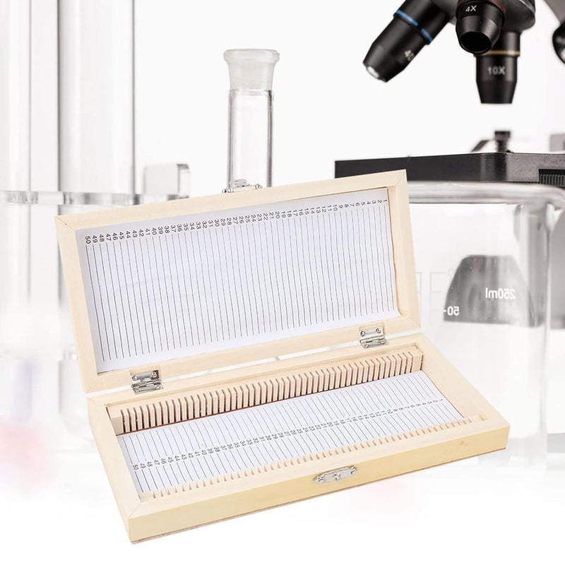 NOENNULL Microscope Slide Box Wooden Slide Storage Box, Holds 50 Slides - Image 4
